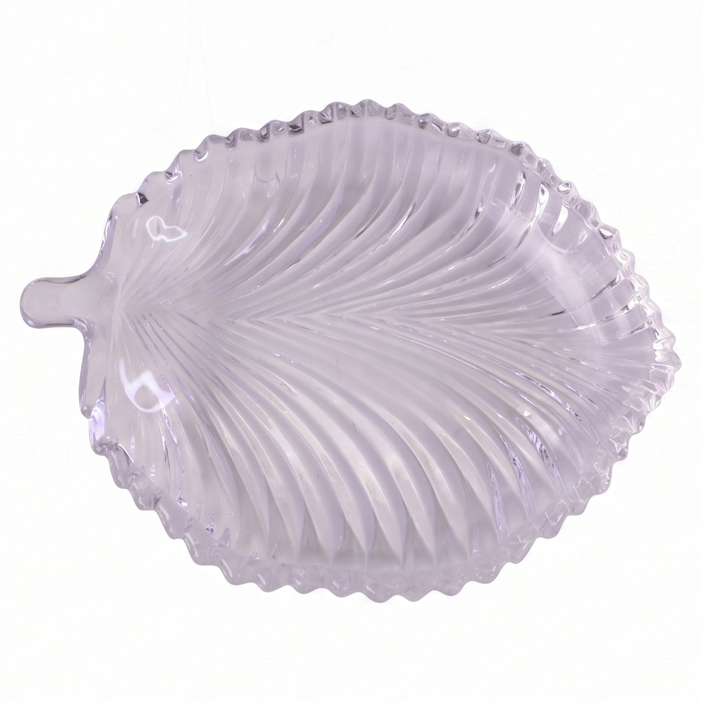 Leaf Shape Glass Serving Tray 20 x 16 cm Platter for Snacks and Dessert (1 Pc)