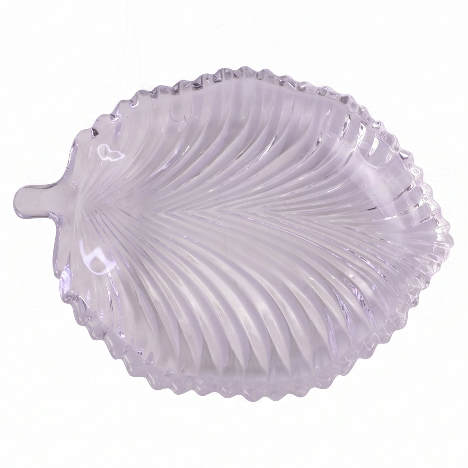 Leaf Shape Glass Serving Tray 20 x 16 cm Platter for Snacks and Dessert (1 Pc)