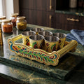 Minakari Serving Tray Set – Peacock Design Glasses | Indo Glow