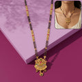Mangalsutra – Elegant floral lotus pendant with pink enamel