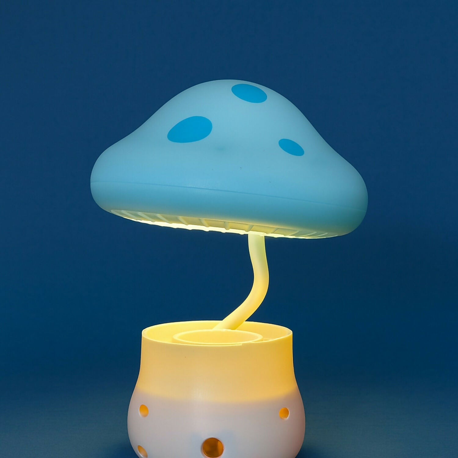 Blue Mushroom LED Desk Lamp with Pencil Sharpener & USB Charging