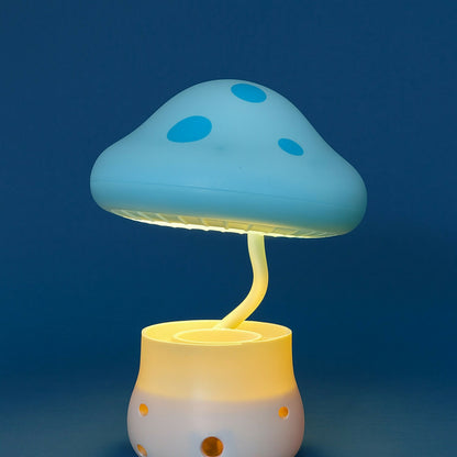 Blue Mushroom LED Desk Lamp with Pencil Sharpener & USB Charging