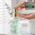 Transparent Glass Liquid Soap Dispenser Bottle with Gold Pump (1 Pc)