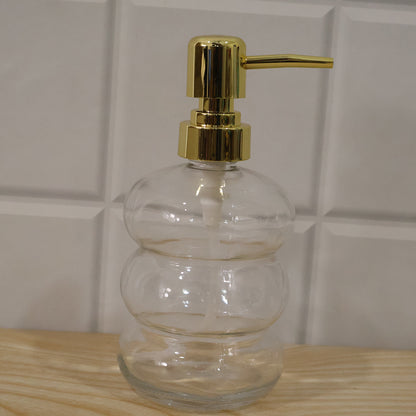 Transparent Glass Liquid Soap Dispenser Bottle with Gold Pump (1 Pc)