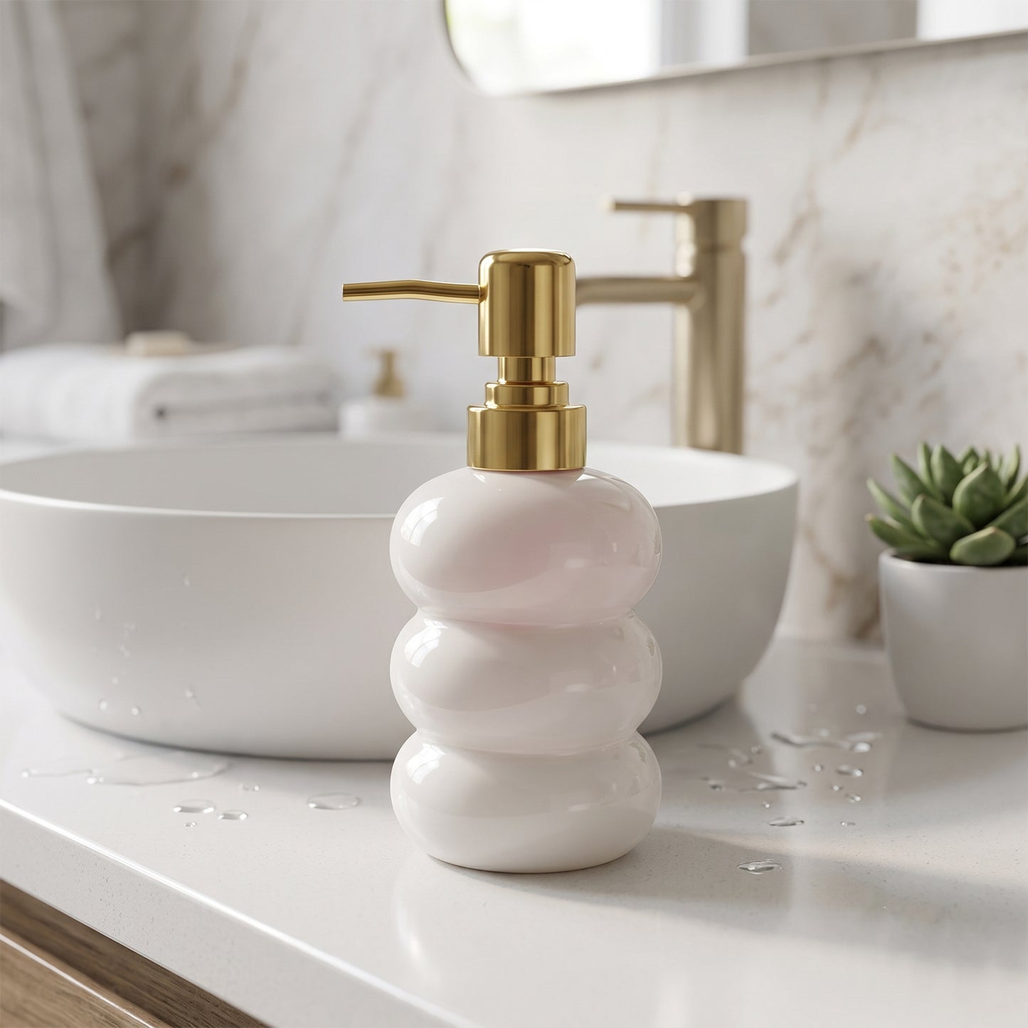 Glass Liquid Soap Dispenser Bottle with Gold Pump Refillable (1 Pc)