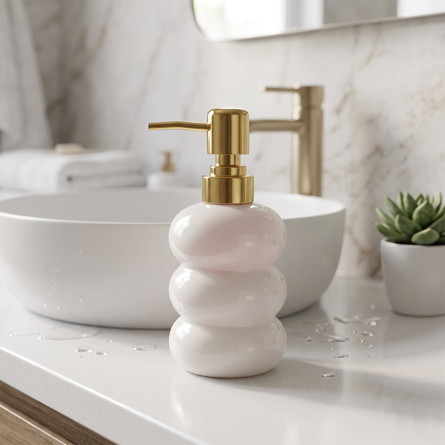 Glass Liquid Soap Dispenser Bottle with Gold Pump Refillable (1 Pc)
