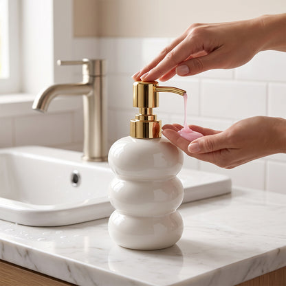 Glass Liquid Soap Dispenser Bottle with Gold Pump Refillable (1 Pc)