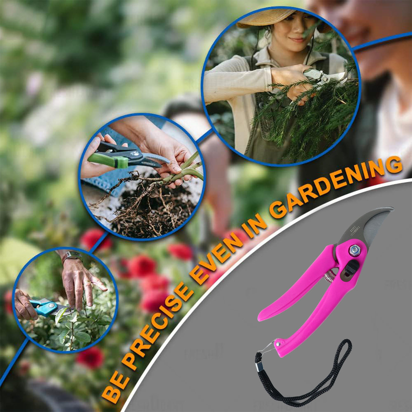 Garden Scissors & Pruner | Stainless Steel Gardening Shears with Soft Grip Handle, Sharp Cutting Blades for Pruning Plants, Flowers, Herbs, Stems & Small Branches, Gardening Tool for Home & Garden - Multicolor - Image 8