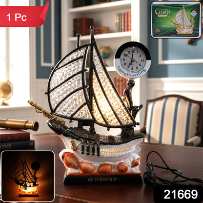 Decorative Ship Shape Clock Lamp (1 Pc)