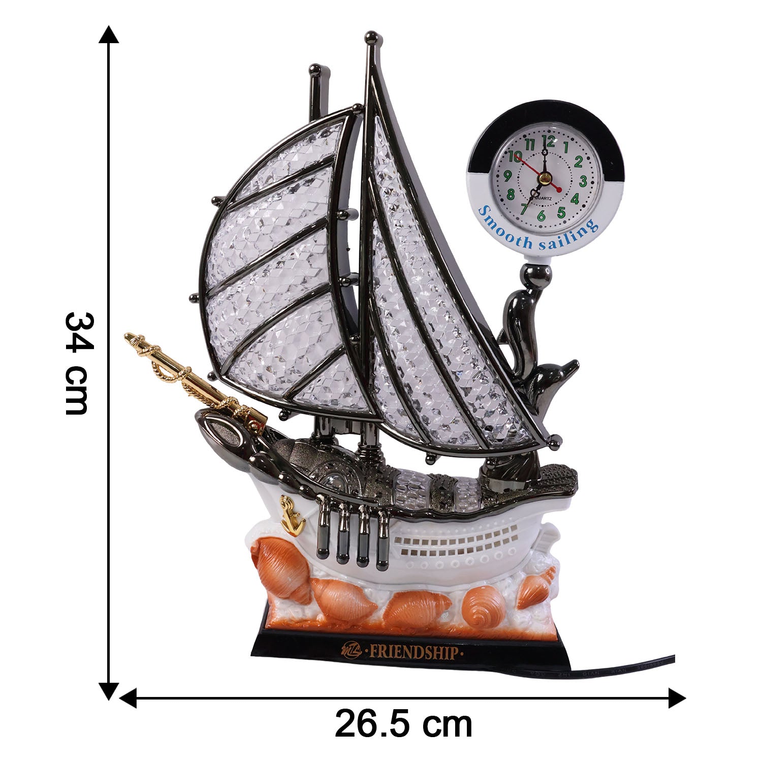 Decorative Ship Shape Clock Lamp (1 Pc)