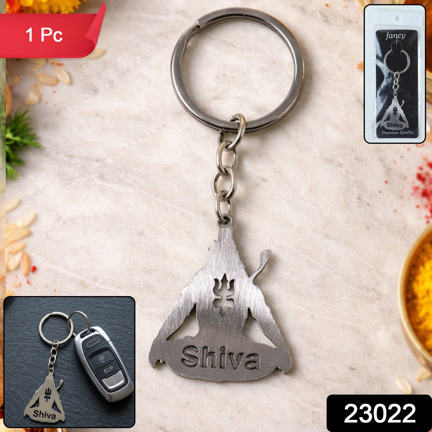 shiva trident metal keychain