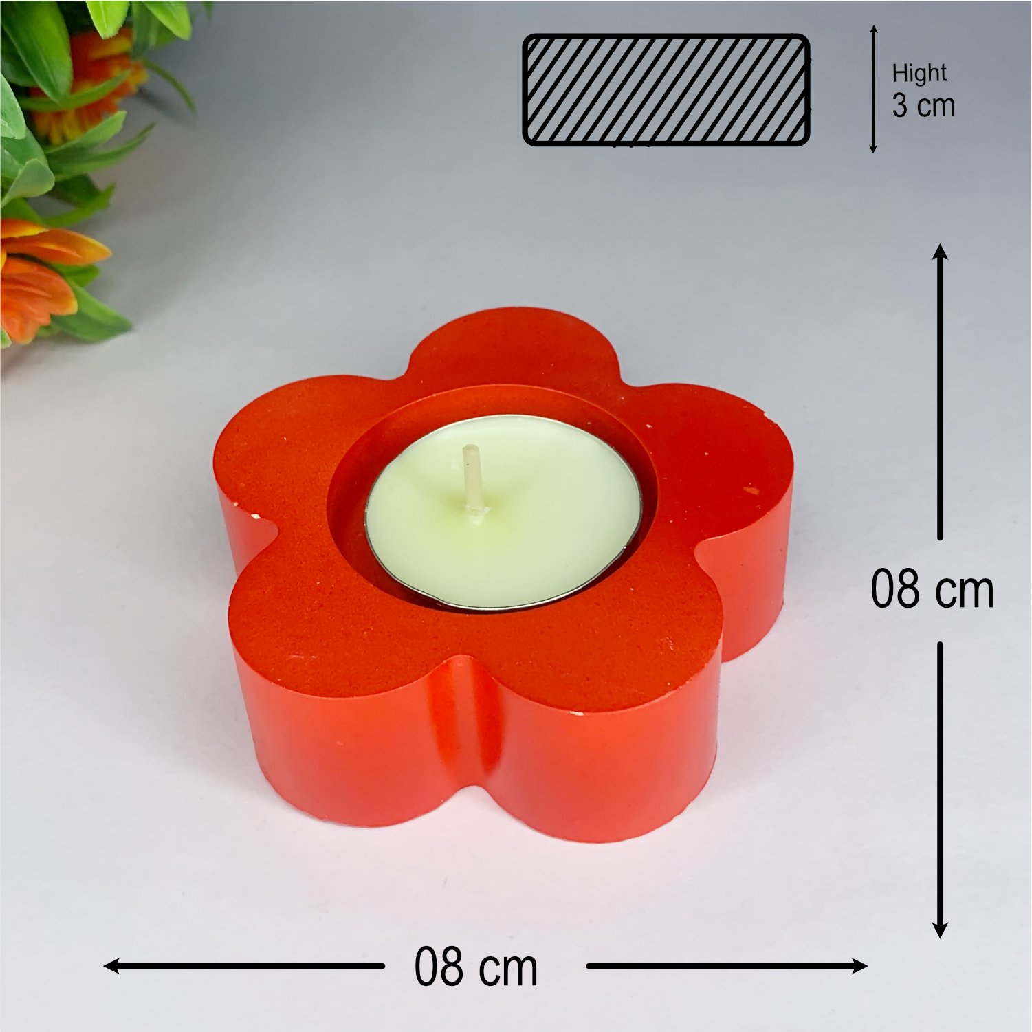 Flower Diya red tealight candle Elegant Home Decor Handmade