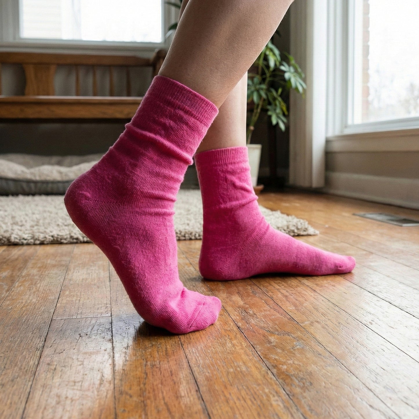 Soft Cotton Pink Socks for Women (1 Set)