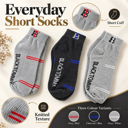 Soft Stretchable Knitted Ankle Socks for Everyday Casual Wear (3 Pair)