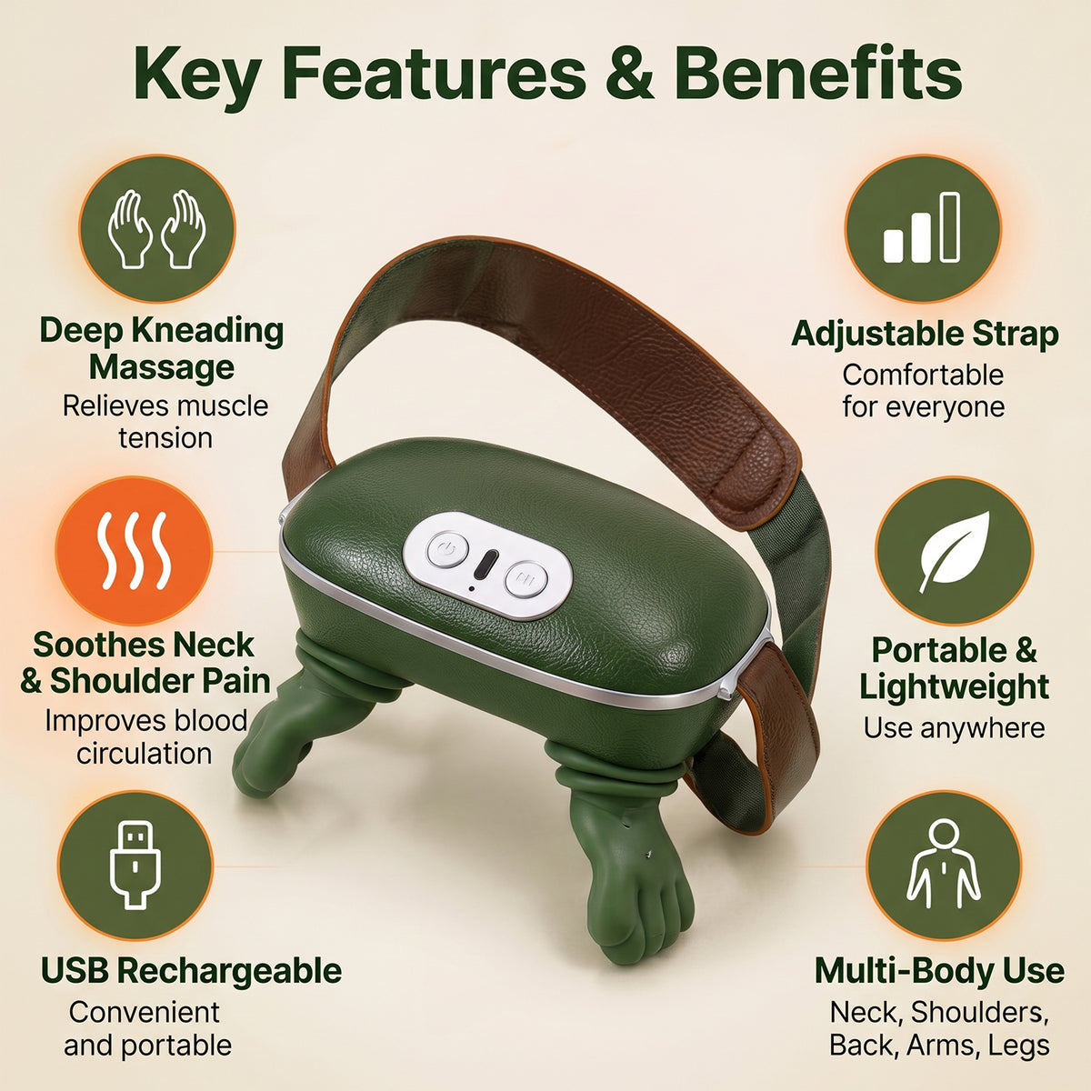 Overview of long rechargeable kneading neck.