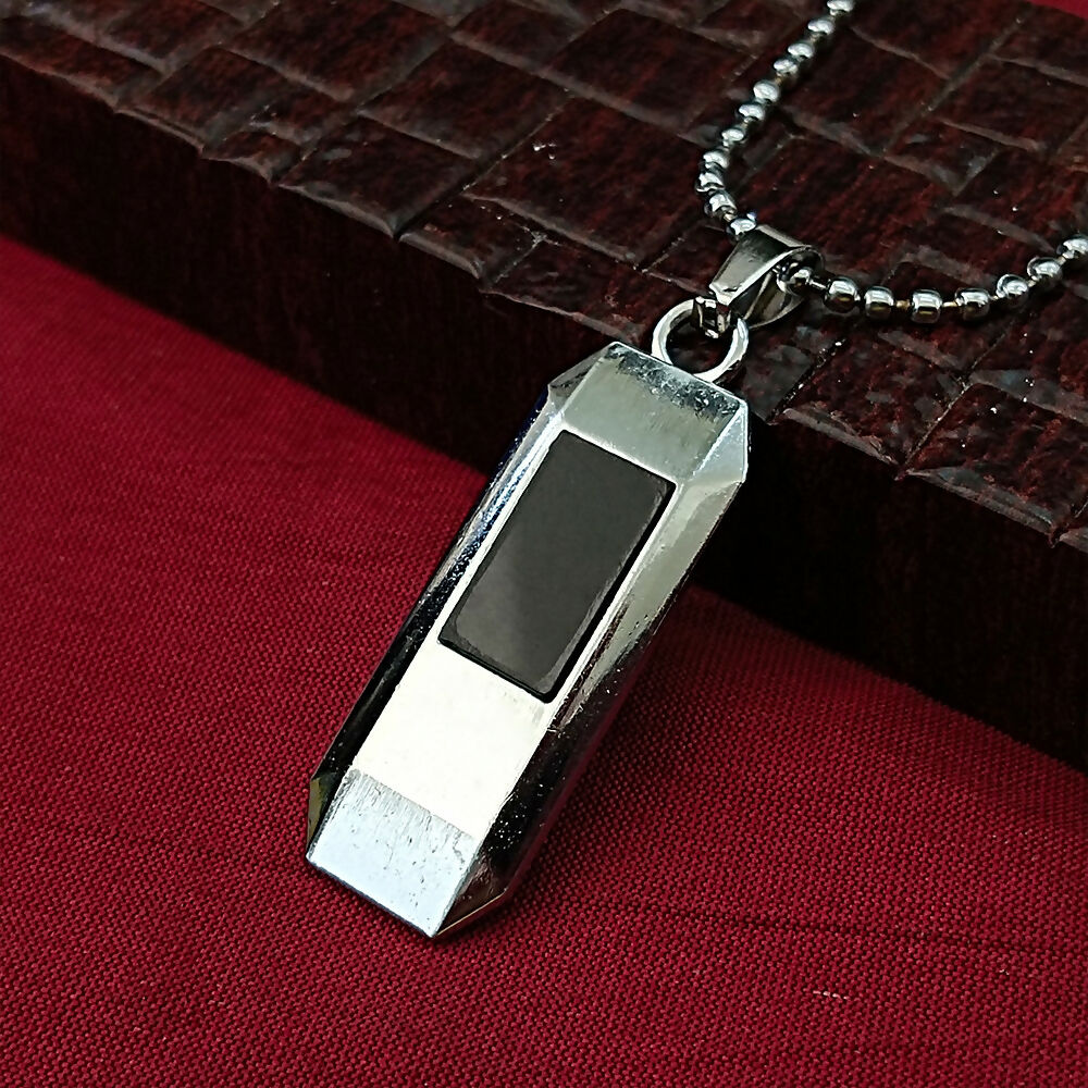 Black Enamel Chain Pendant For Men