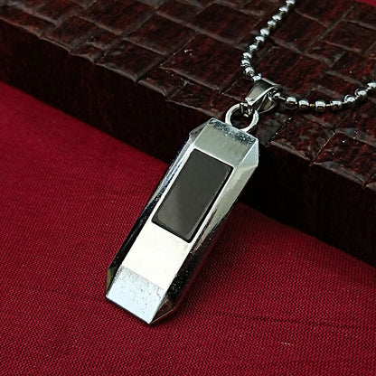 Black Enamel Chain Pendant For Men