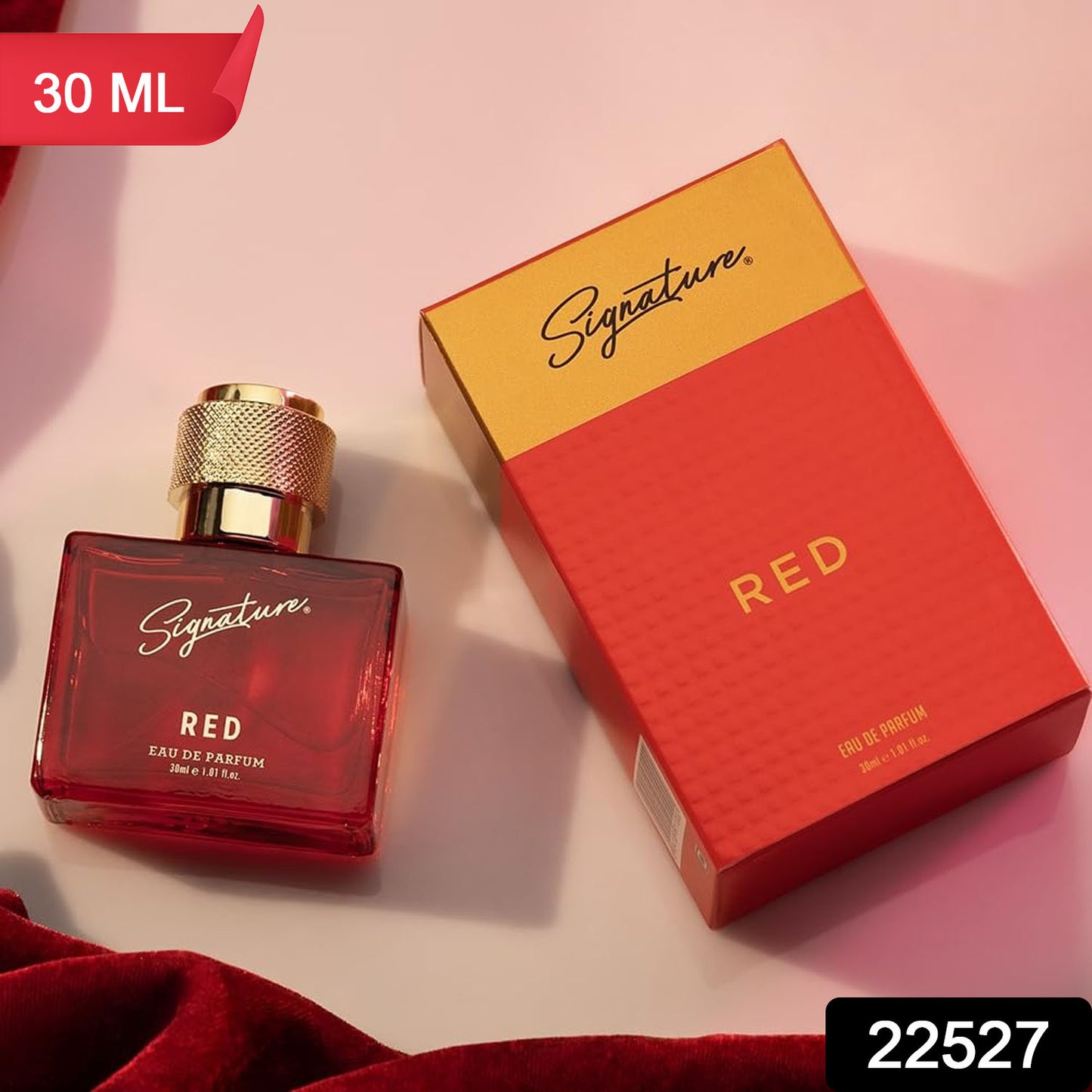 Signature red perfume bottle packaging design