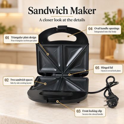 Electric Sandwich Toaster for Kitchen, Non-Stick Grill Sandwich Maker (1 Pc)