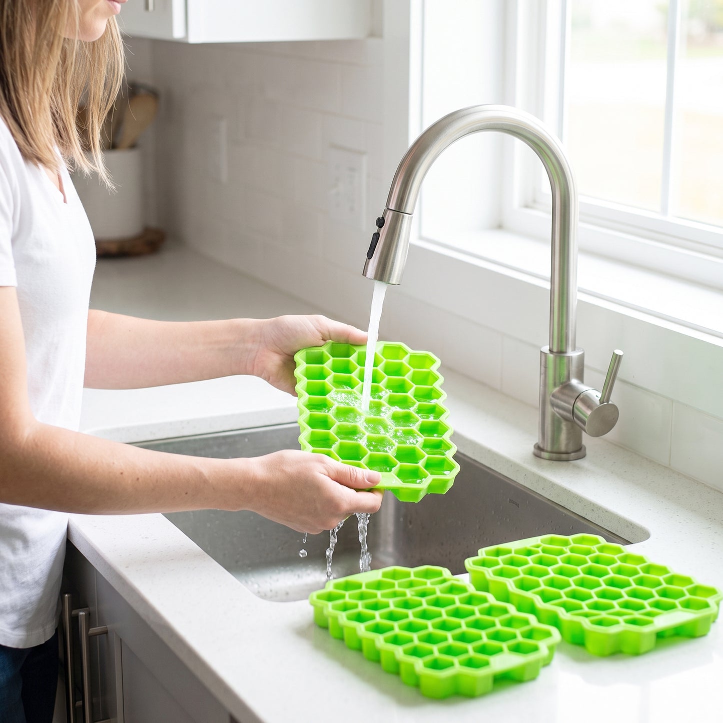 Silicone Honeycomb Ice Cube Tray 37 Cavity Flexible Mould for Freezer (3 Pc Set) view 8