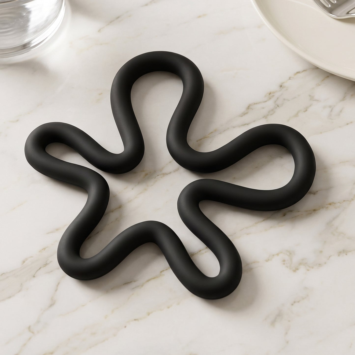 Silicone Flower Shape Hot Pot Holder Trivet Mat 16x15 Cm for Kitchen (1 Pc)