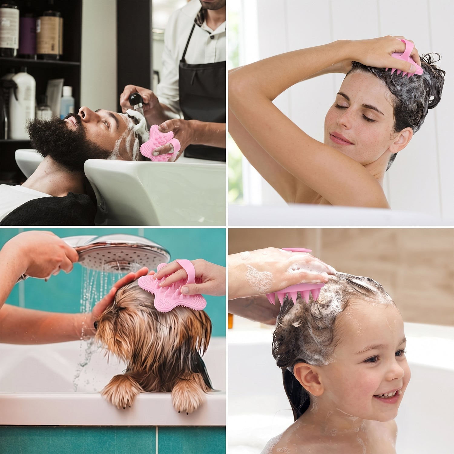 3 In 1 Silicone Shampoo Scalp Massager Brush Face Hair Body Cleanser (1 Pc)