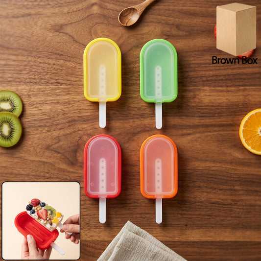 Premium 4-Pc Silicone Popsicle Mold Set with Built-in Sticks