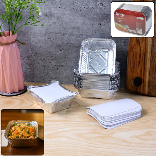 Disposable Aluminium Food Containers with Lids – 250 ml Capacity (Pack of 25)