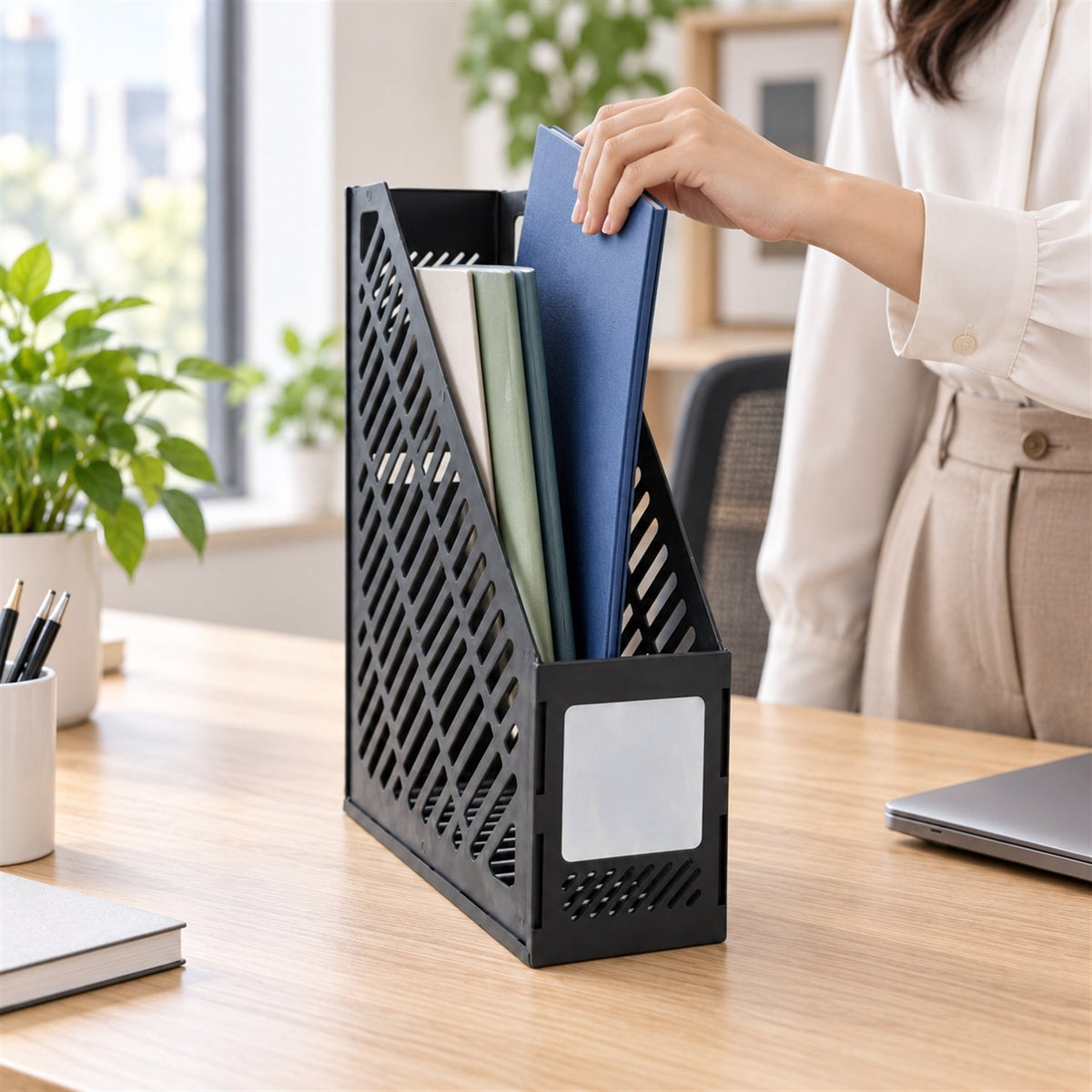 single compartment plastic desk document stand file organizer