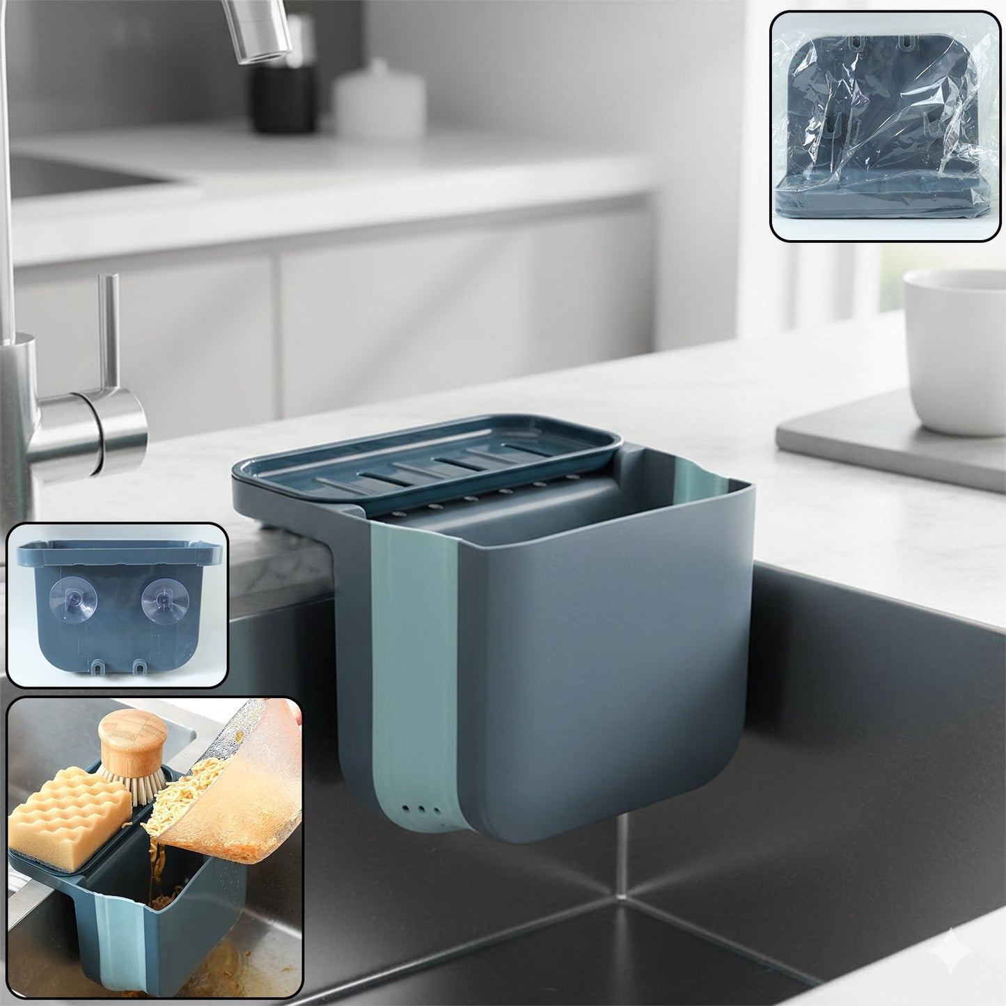 Multipurpose kitchen sink hanging storage basket