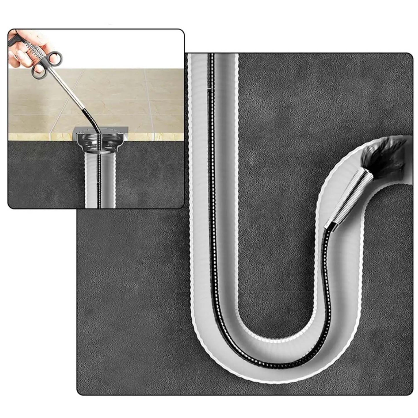 Flexible Spring Drain Cleaning Tool with Hand Grip (1 Pc / 156 Cm)