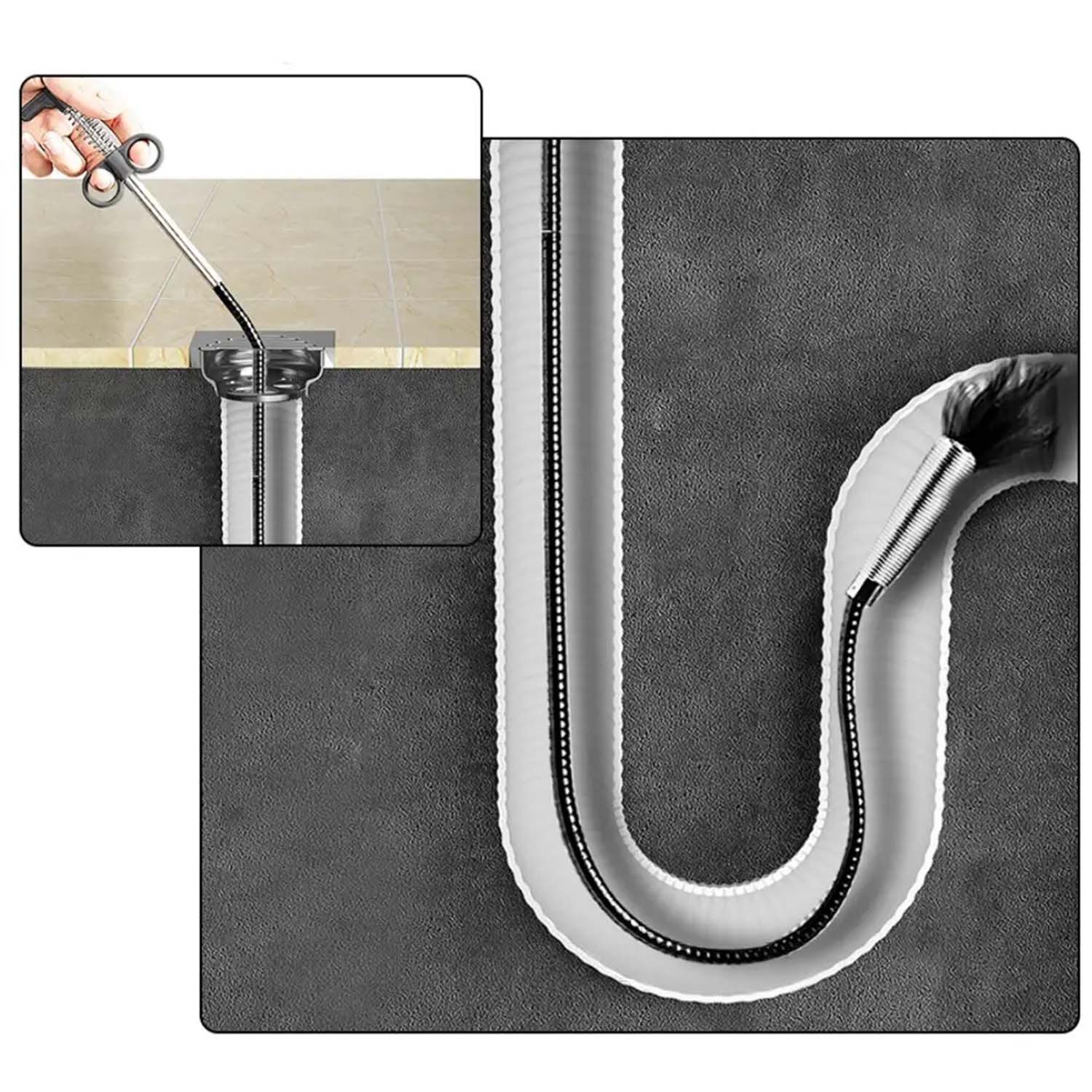 Flexible Spring Drain Cleaning Tool with Hand Grip (1 Pc / 156 Cm)