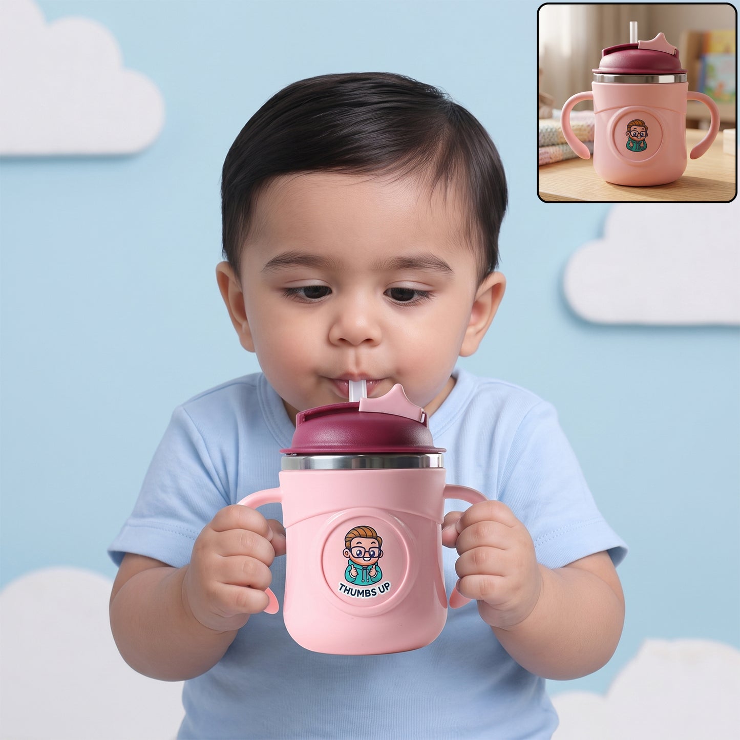 Apex Rio Sipper Cup 250 ML Kids Straw Bottle with Twin Handles (1 Pc)