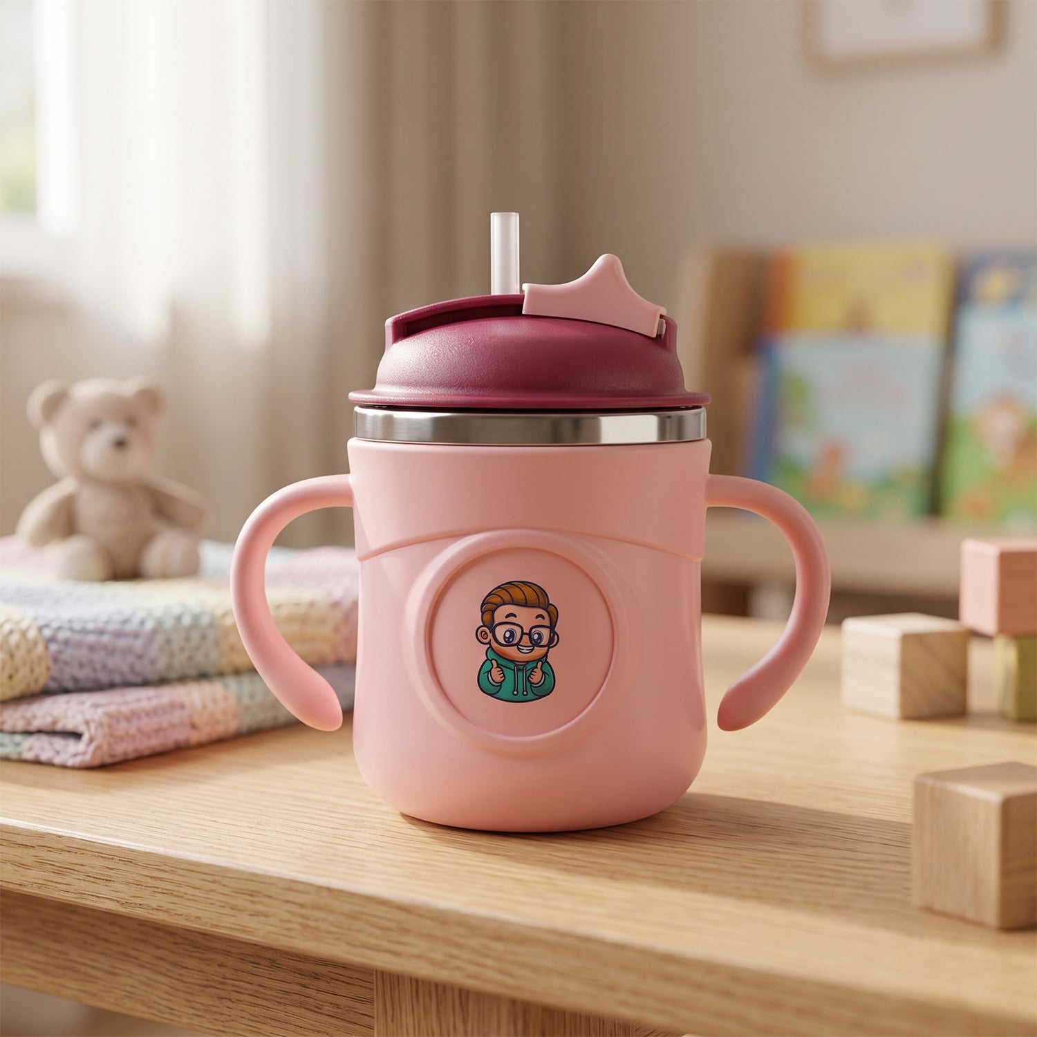 Apex Rio Sipper Cup 250 ML Kids Straw Bottle with Twin Handles (1 Pc)