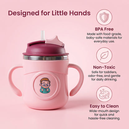 Apex Rio Sipper Cup 250 ML Kids Straw Bottle with Twin Handles (1 Pc)
