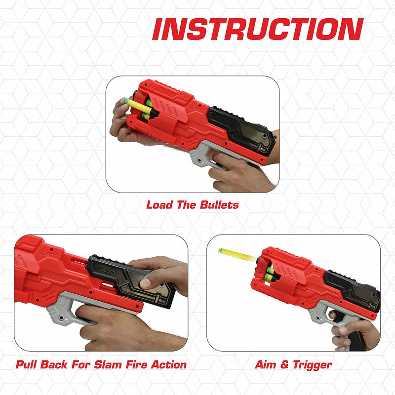Aditi 6-Dart Slam-Fire Toy Gun for Kids with Rotating Drum & Long-Range Shooting Power