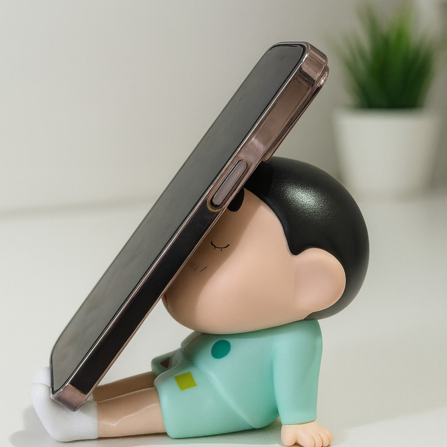Cute Sleepy Cartoon Boy Phone Holder Stand – Durable Mobile Stand for Desk