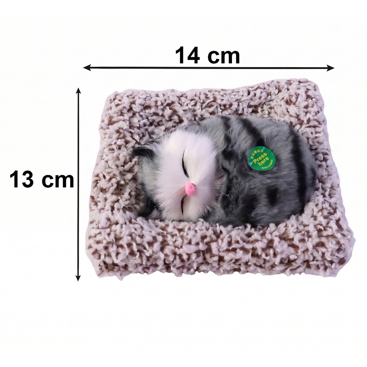 Cat plush open eye showpiece side perspective