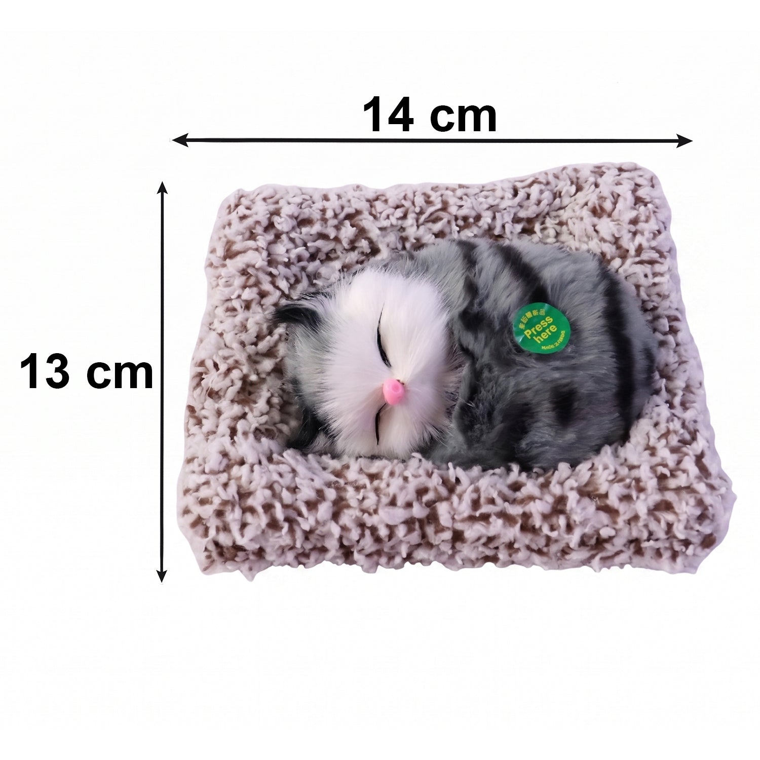 Cat plush open eye showpiece side perspective