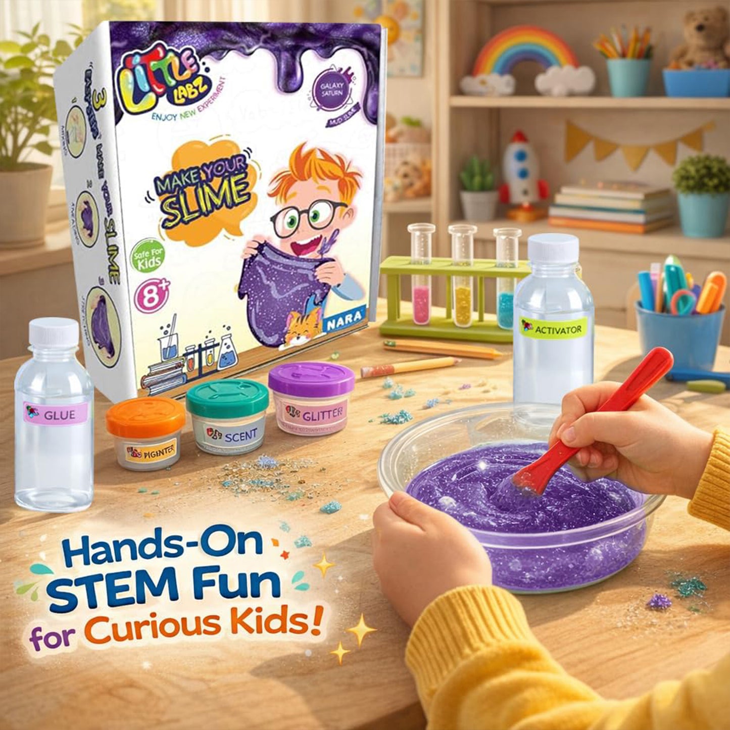 Little Labz Galaxy Saturn Mud Slime Kit for Kids | Fun Hands-On STEM Experiment Set (Color May Vary)