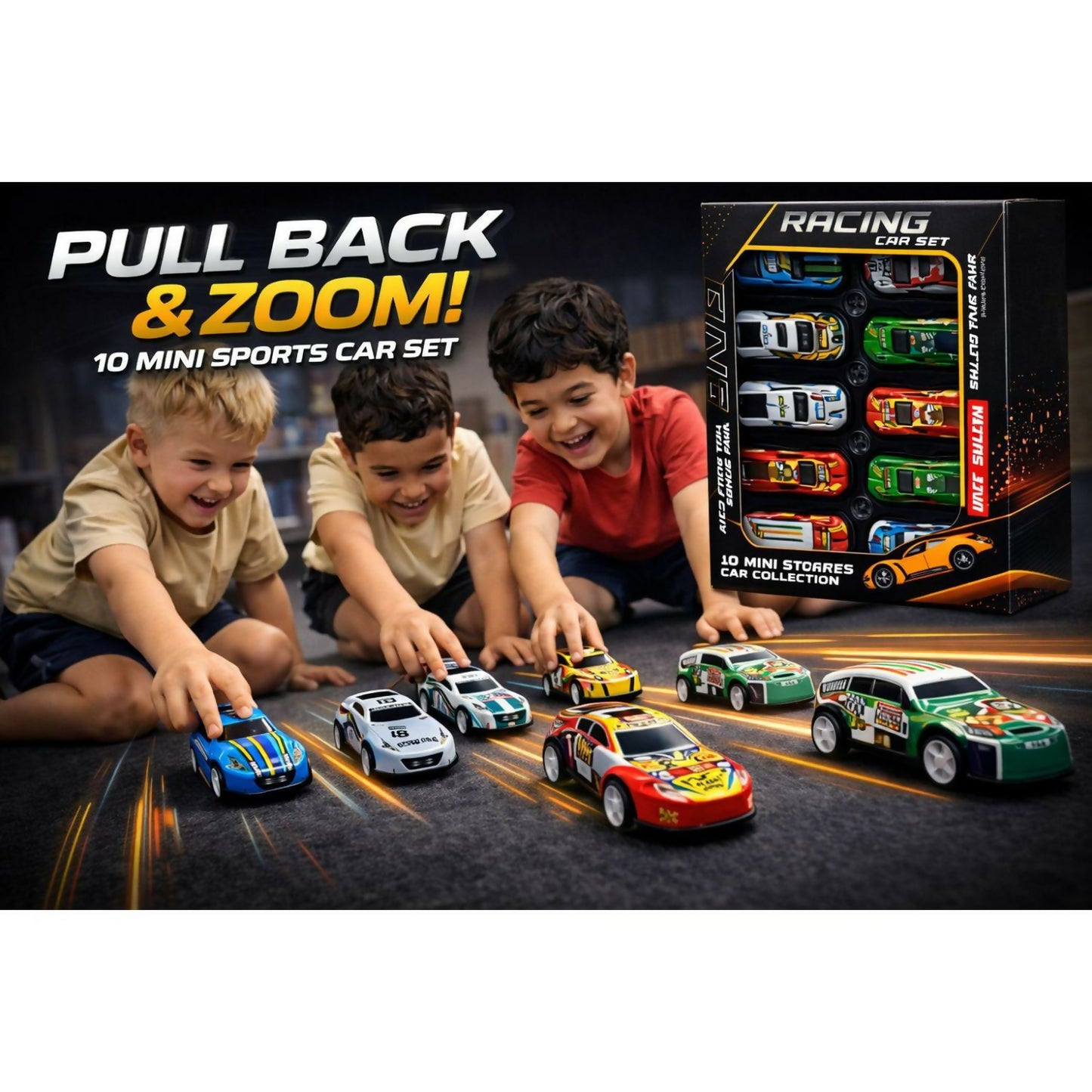 Premium metal racing car 10 pc set