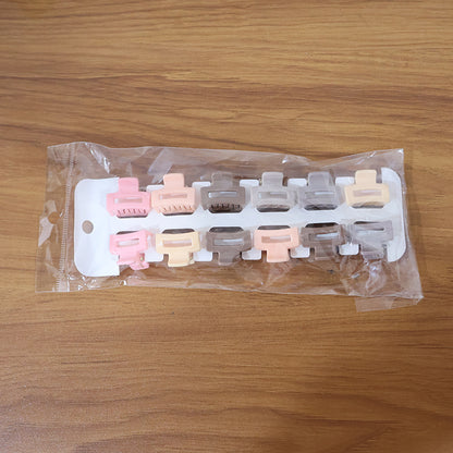 Stylish Mini Hair Claw Clips Set, 12 Pc