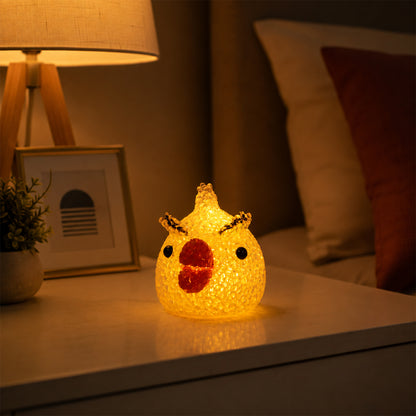 Cartoon Chick Shape LED Night Lamp Crystal Texture Warm Glow (1 Pc)