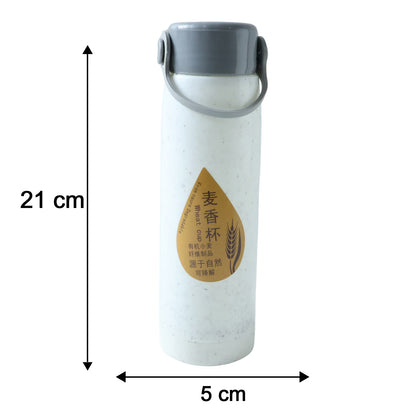 Size comparison image of glass water bottle with phone holder