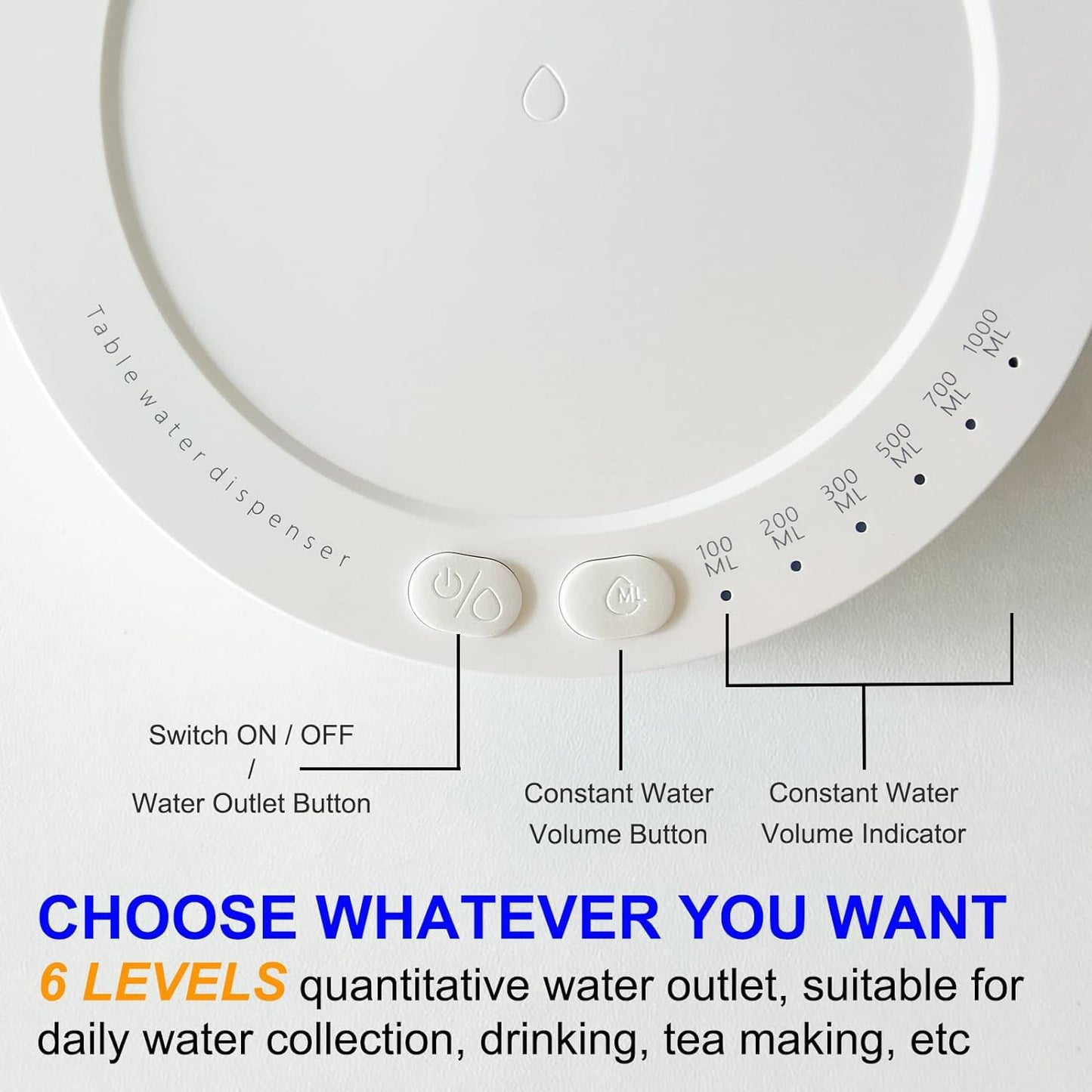 Smart Table Water Dispenser – Automatic, USB Rechargeable & Compact