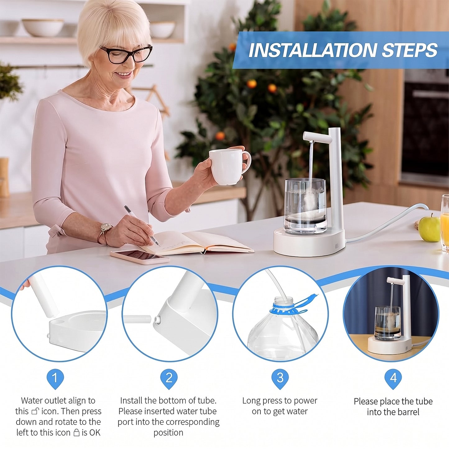 Smart Table Water Dispenser packaging and contents