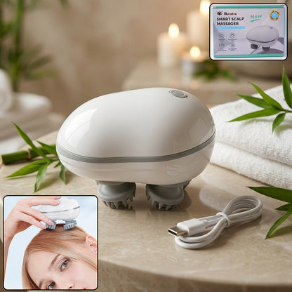 Smart Electric Scalp Massager front view with silicone bristles