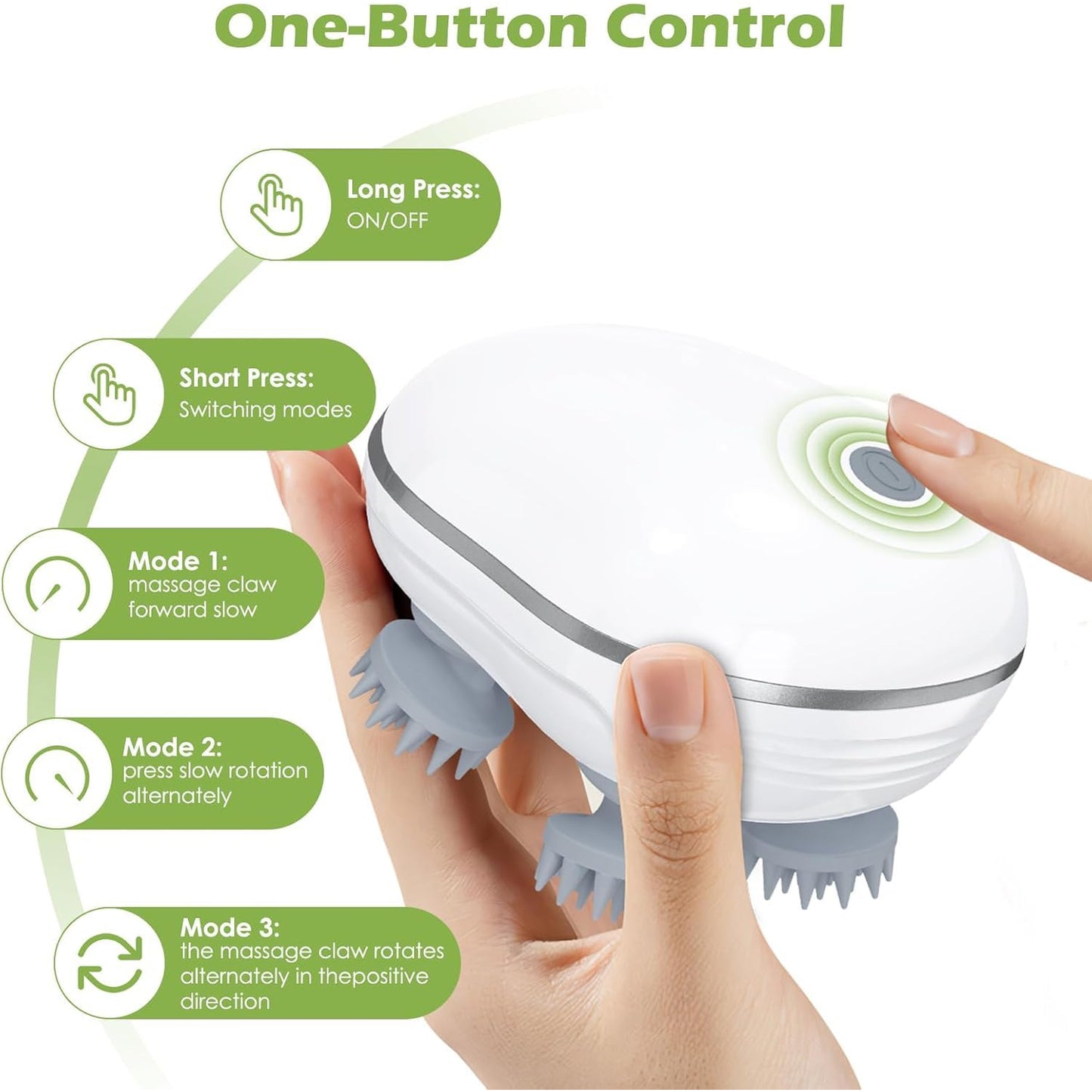 Smart Electric Scalp Massager close-up of detachable massage heads