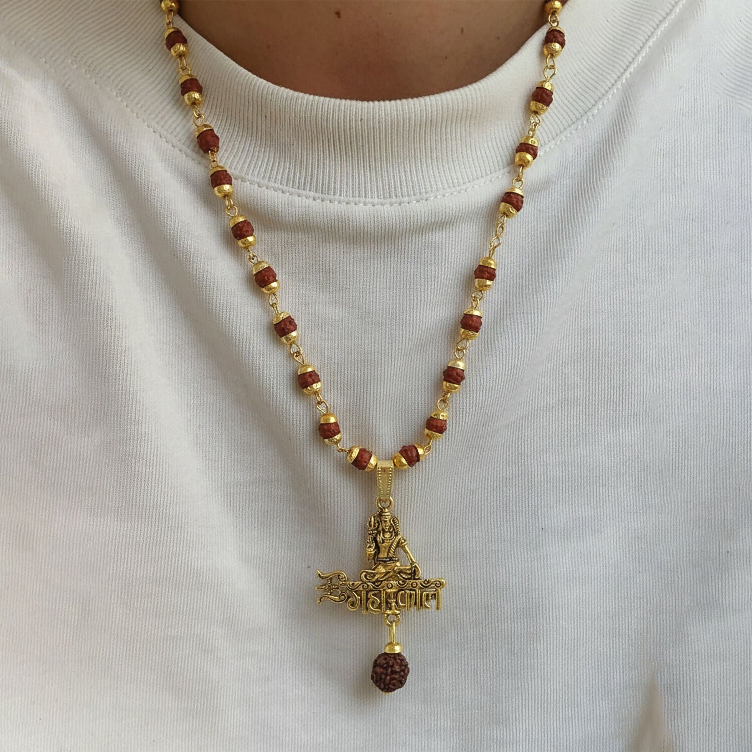 Mahakal Pendant with Rudraksha Necklace Mala