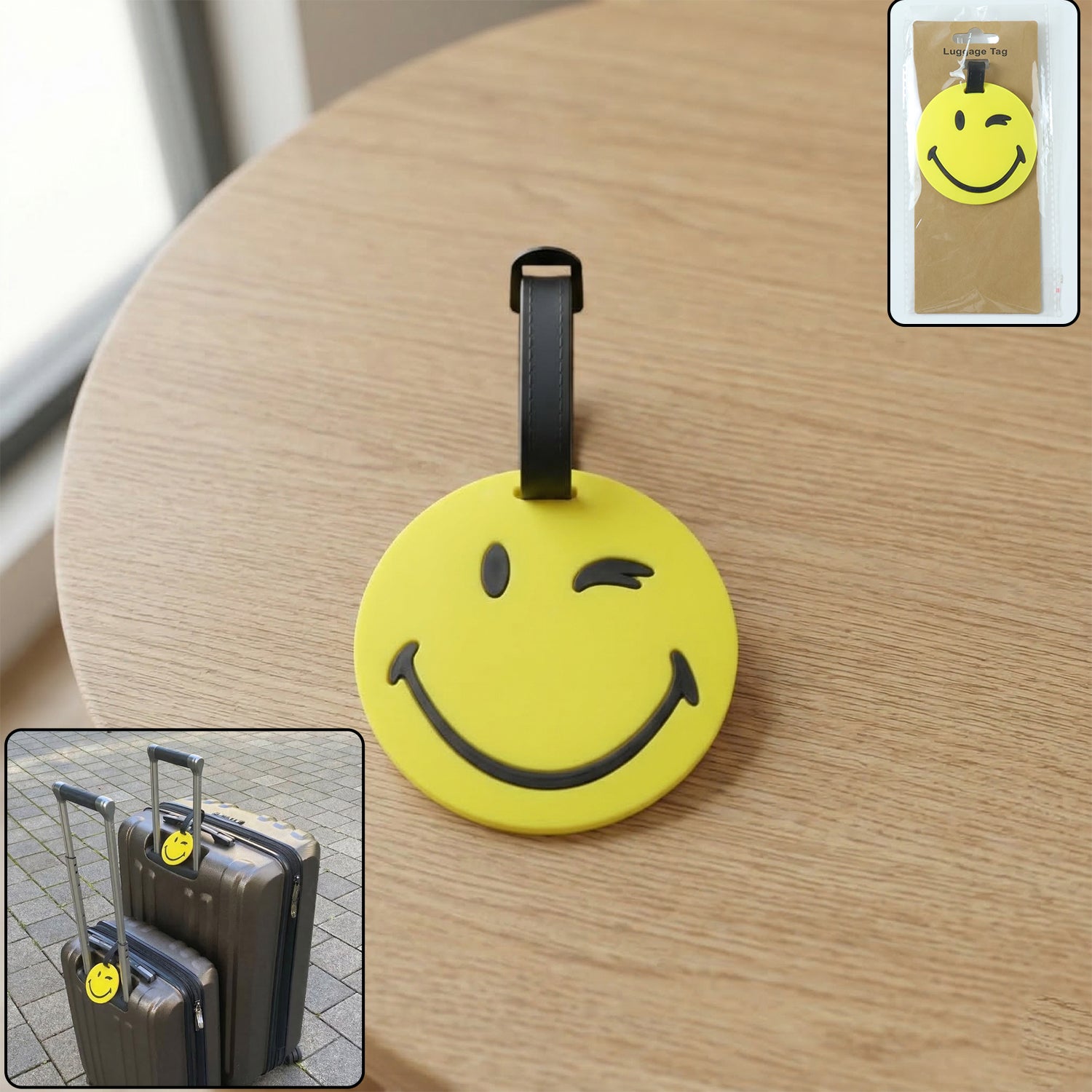 Find Cute Smiley Face Yello Tag for Travel Luggage